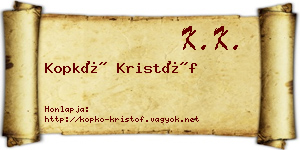 Kopkó Kristóf névjegykártya